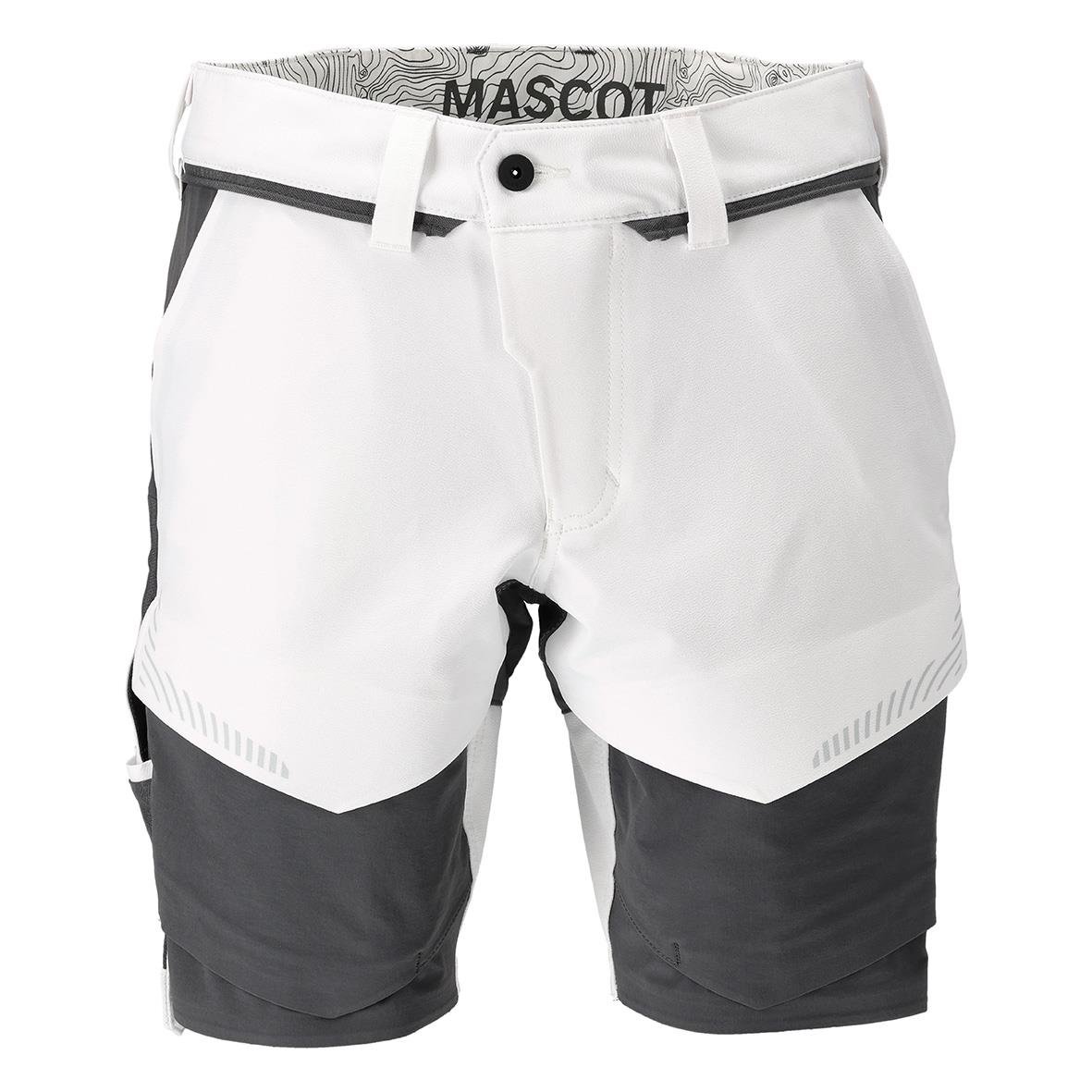 Stretchiga shorts i vitt och stengrått med svart detaljering och elastisk design