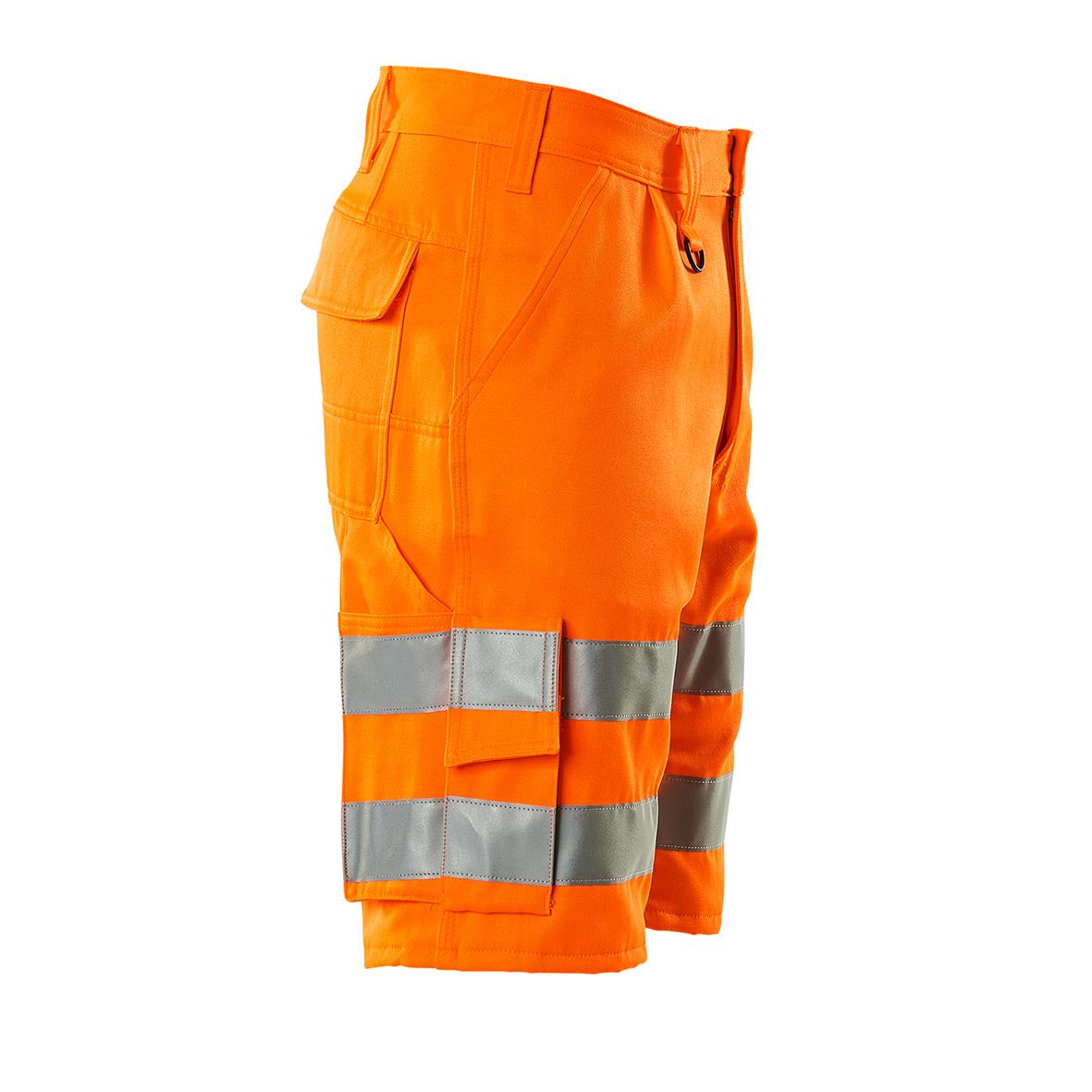 Orange arbetsshorts med reflexband och fickor