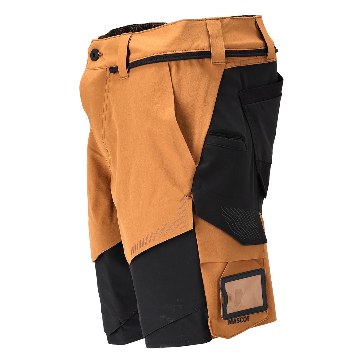 Stretch Nötbrun/Svart shorts med fickor och bälteshällor