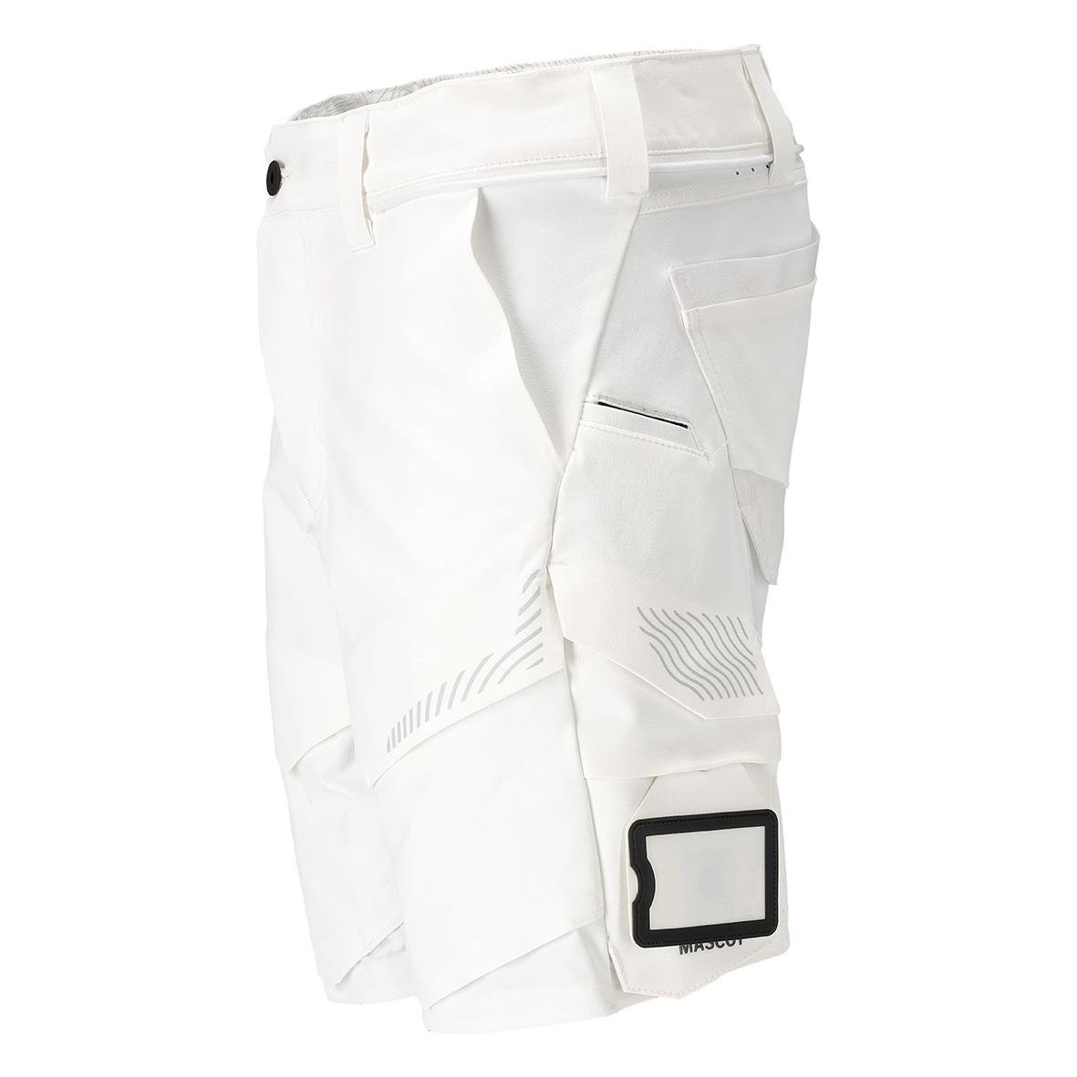 Vita shorts med ficka och svart ram, stretchmaterial, casual stil