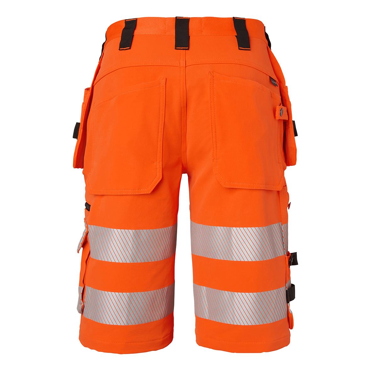 Hantverksshorts Top Swede 315 Varselorange C44, orange arbetsshorts med reflexband och fickor