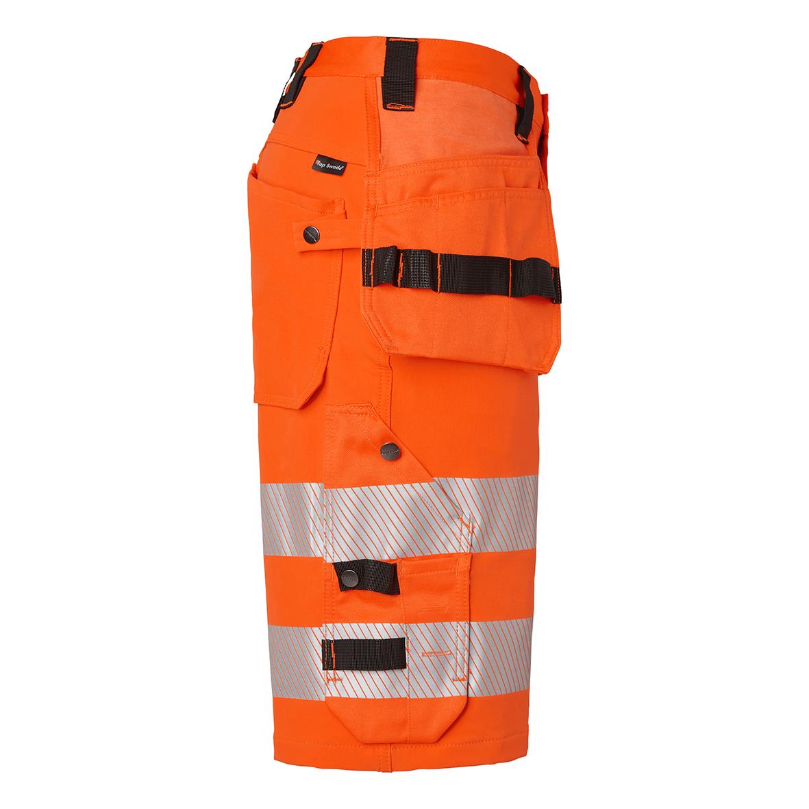 Hantverksshorts i varselorange med reflexband och fickor