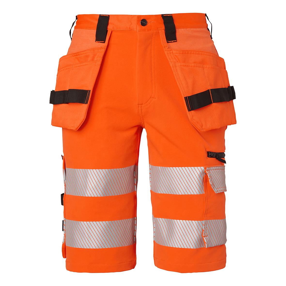 Hantverksshorts Top Swede 315 Varselorange C46, orange arbetsbyxor med reflexband och flera fickor