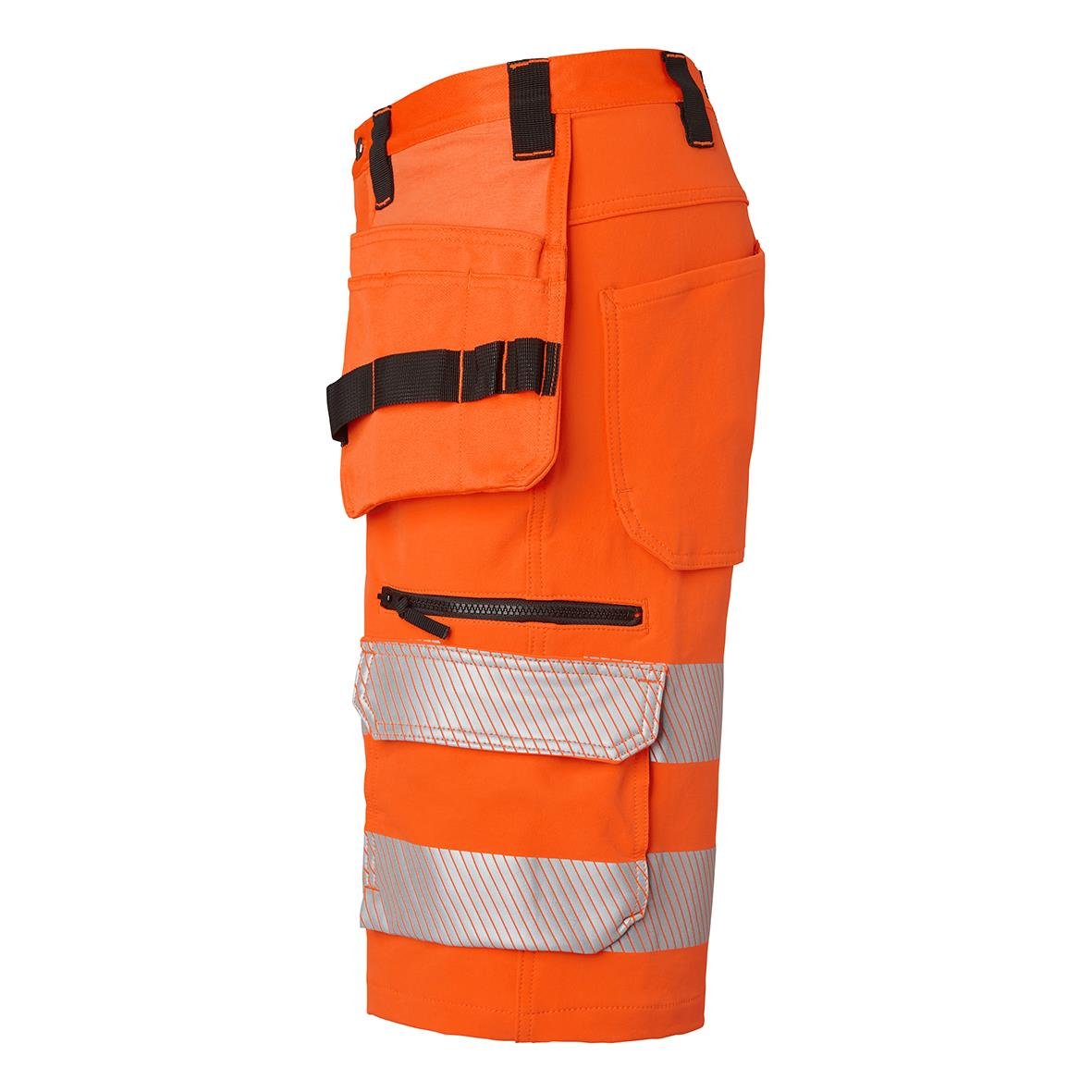 Hantverksshorts Top Swede 315 Varselorange C46, orange arbetsshorts med fickor och reflekterande band