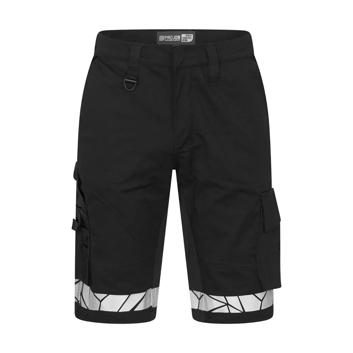 Svarta shorts Projob 7510 med reflexdetaljer och fickor