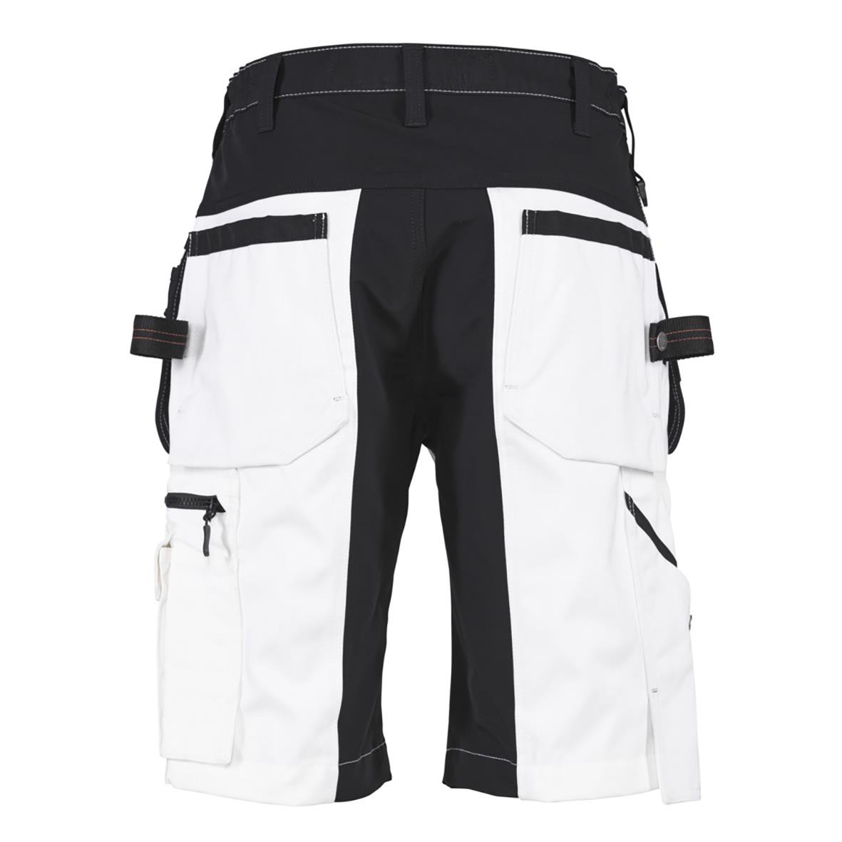 Vit och svart hantverksshorts med flera fickor och justerbara band