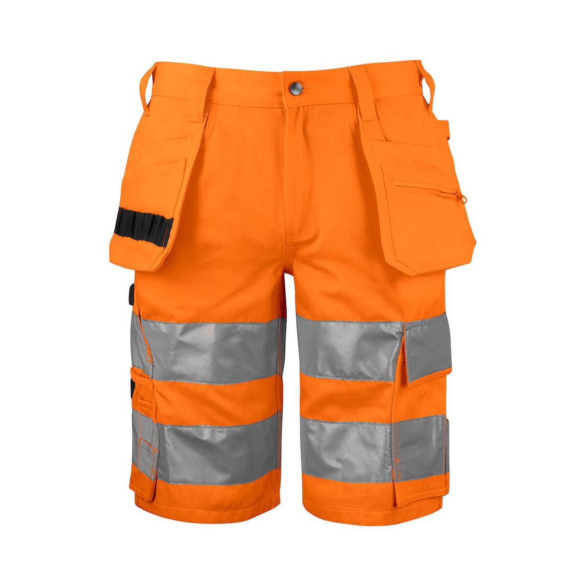 Hantverksshorts Projob 6535 i varselorange och svart med reflexband och flera fickor
