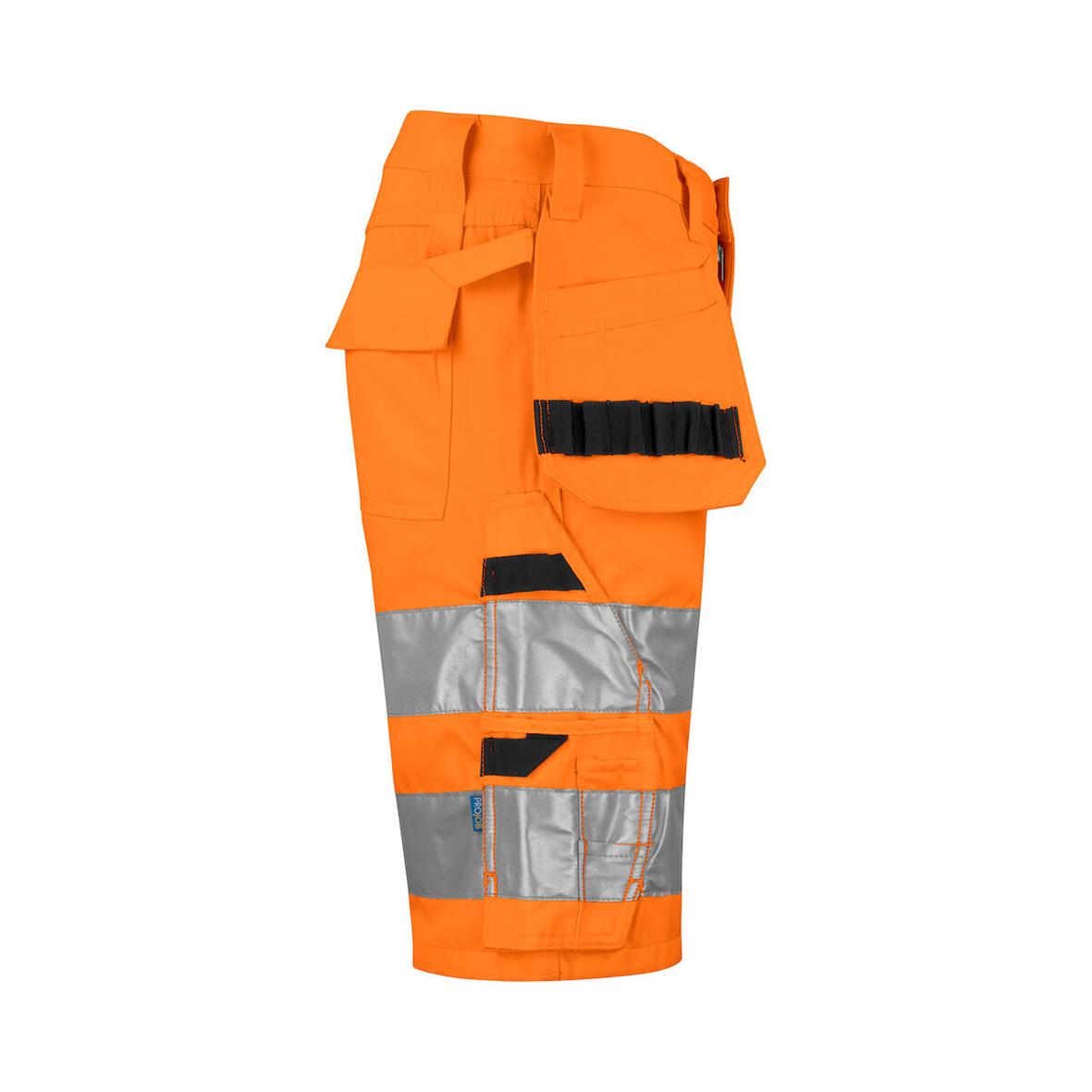 Hantverksshorts Projob 6535 i varselorange och svart C44 med reflexdetaljer och fickor
