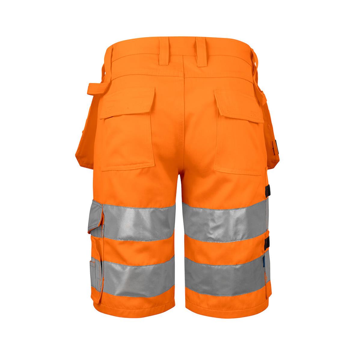 Hantverksshorts Projob 6535 i varselorange och svart med reflexband och fickor