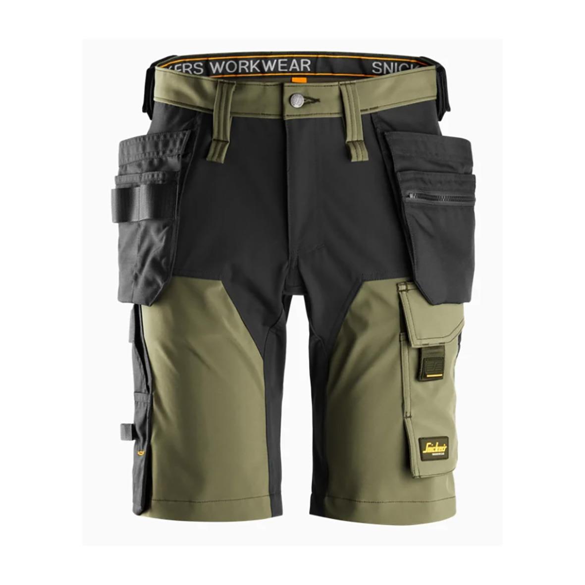 Hantverksshorts Snickers 6175 Stretch AW Khakigrön/svart 44