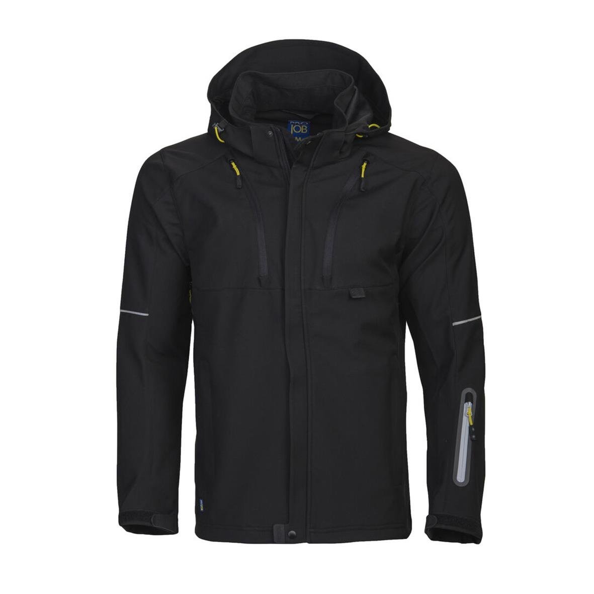 Svart funktionsjacka Projob 3406 med huva och flera fickor i XS