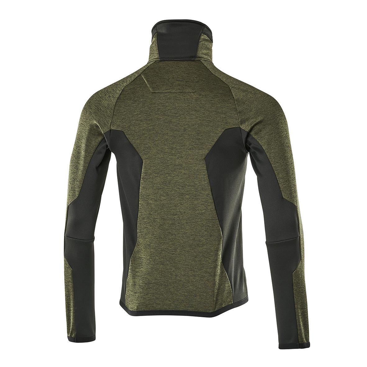 Fleecetröja i mossgrön och svart med hög krage och sportig design, XS