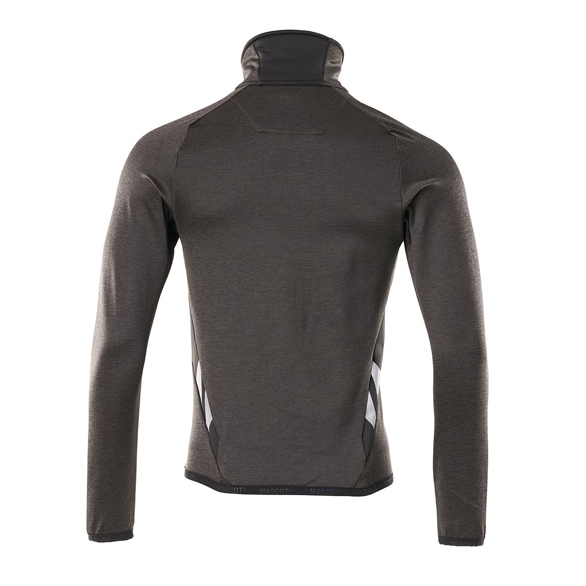 Mörkantracit/svart fleecejacka med hög krage och raglanärm, storlek XL