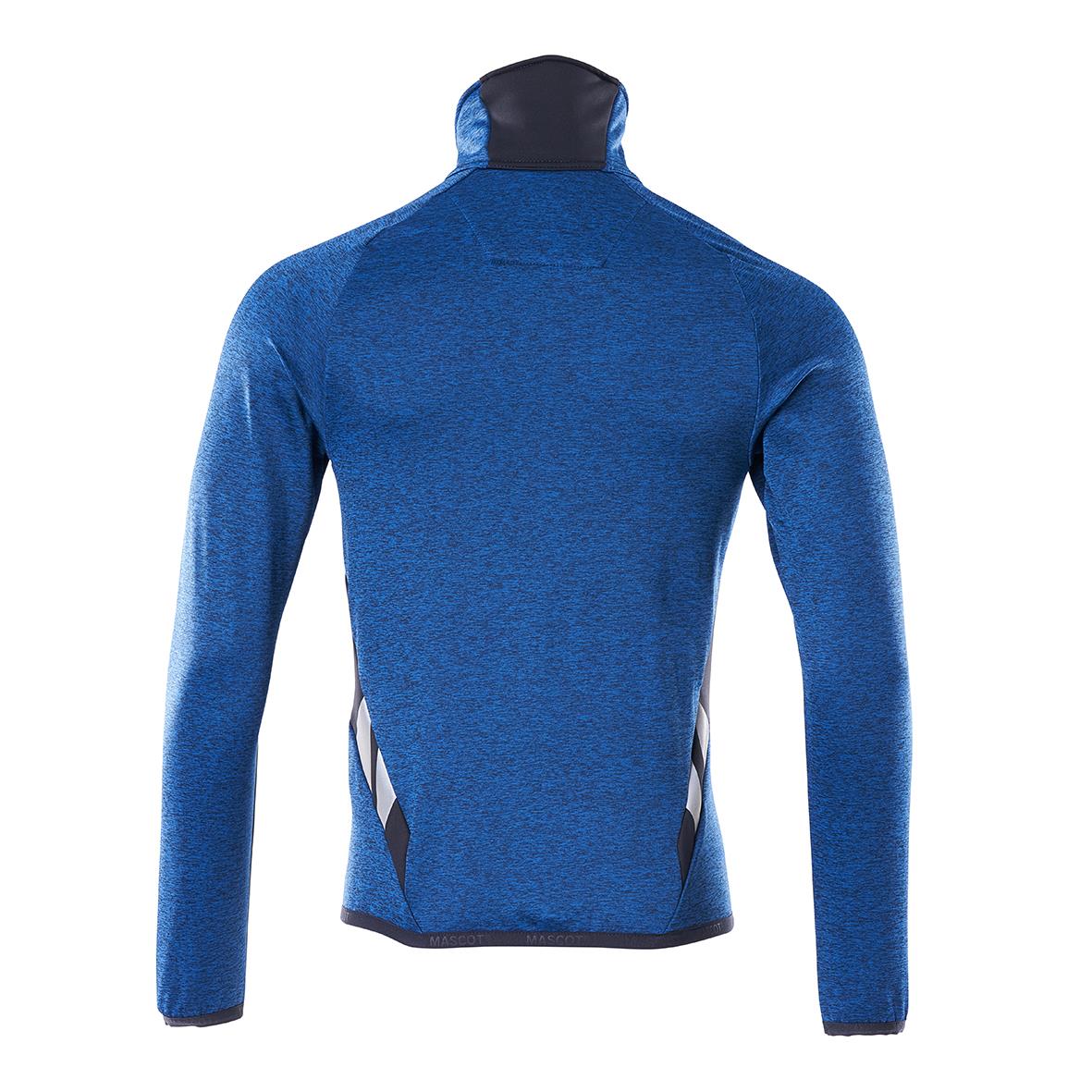 Fleecetröja i azurblå och mörk marin färg med hög krage och sidopaneler