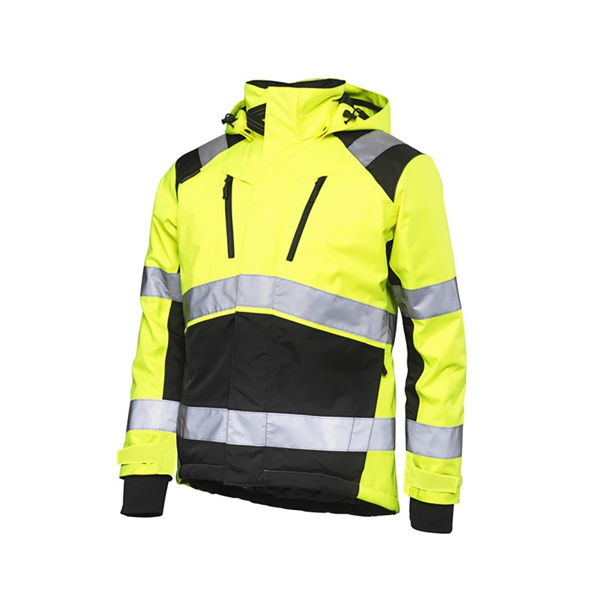 Vinterjacka Worksafe varselgul och svart med reflekterande band, storlek L