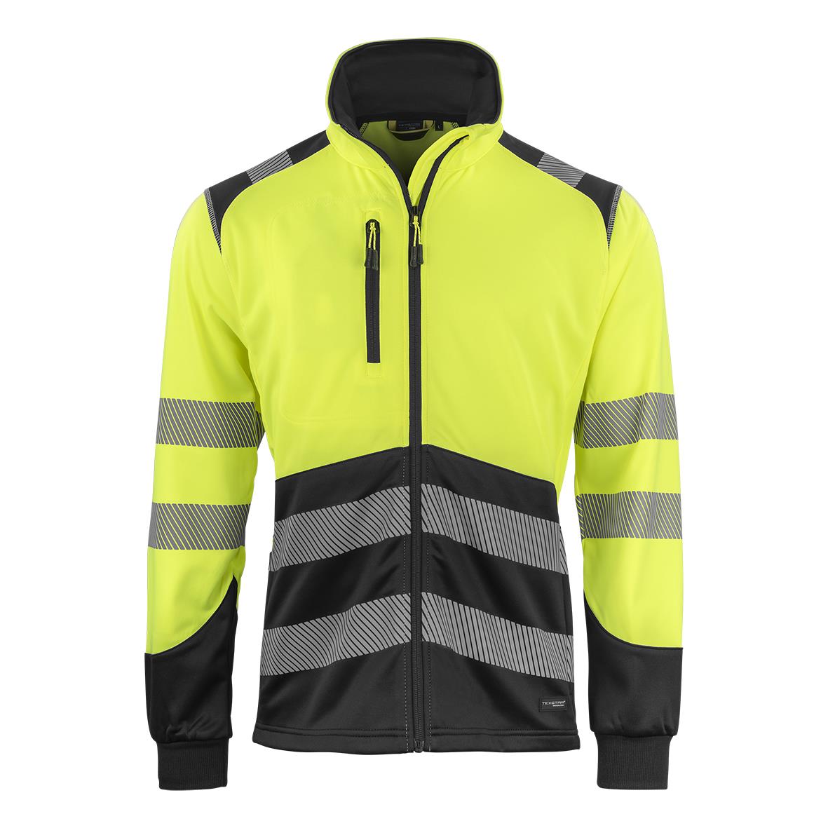 Varseljacka Texstar FJ86 i varselgul och svart XS med reflekterande band och dragkedja