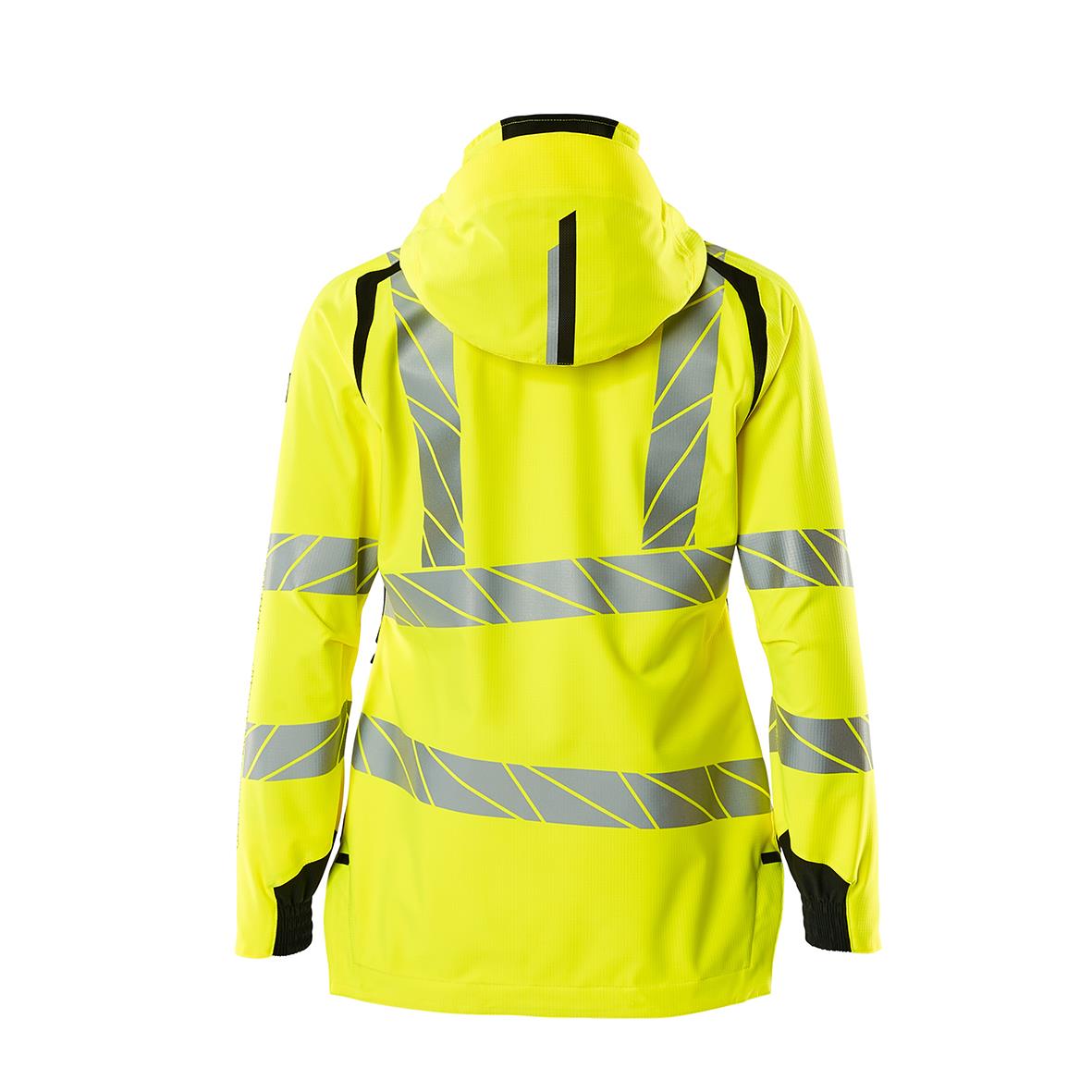 Varningsgul och svart skaljacka för damer med reflexdetaljer, XS storlek