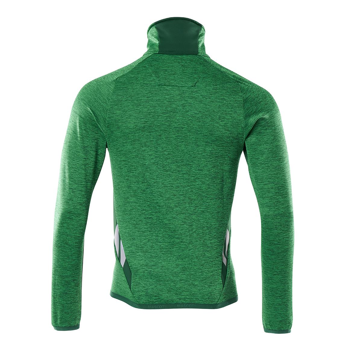 Grön fleecejacka med hög krage och vita detaljer på sidorna