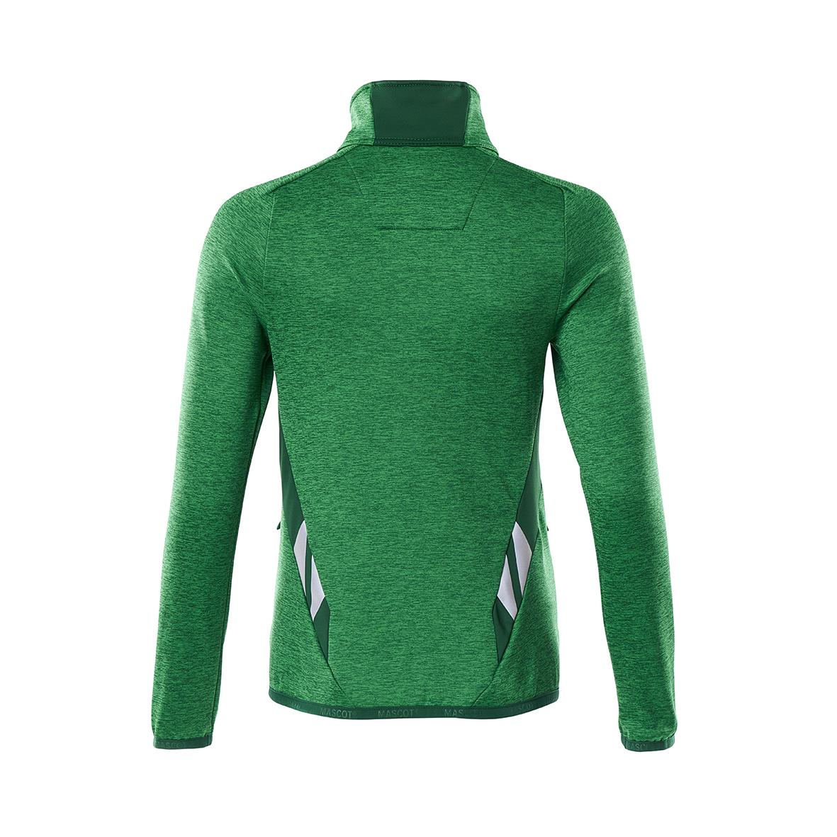 Grön fleecejacka för dam med hög krage och reflexdetaljer