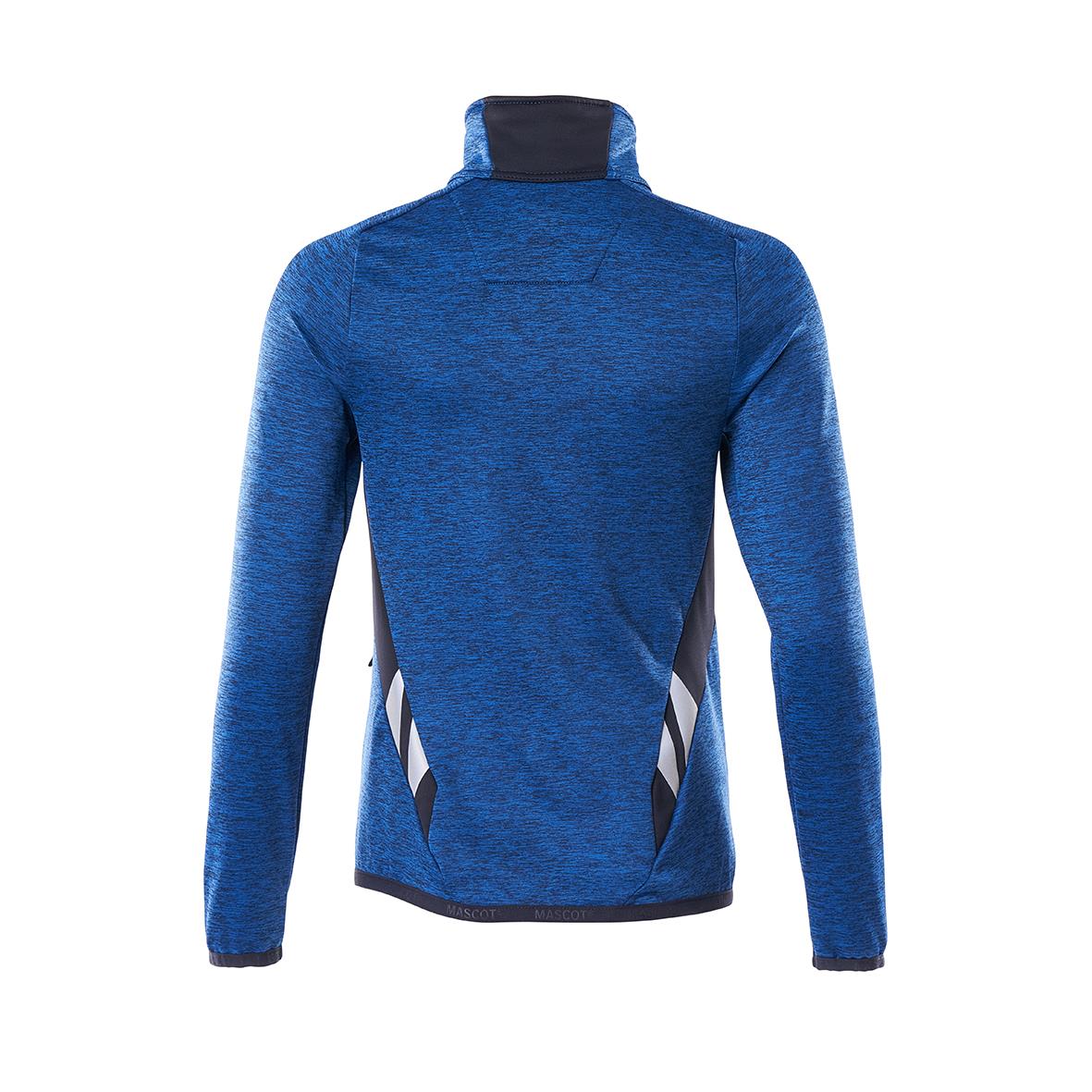 Fleecetröja i azurblå och mörk marin färg med hög krage och sportig design