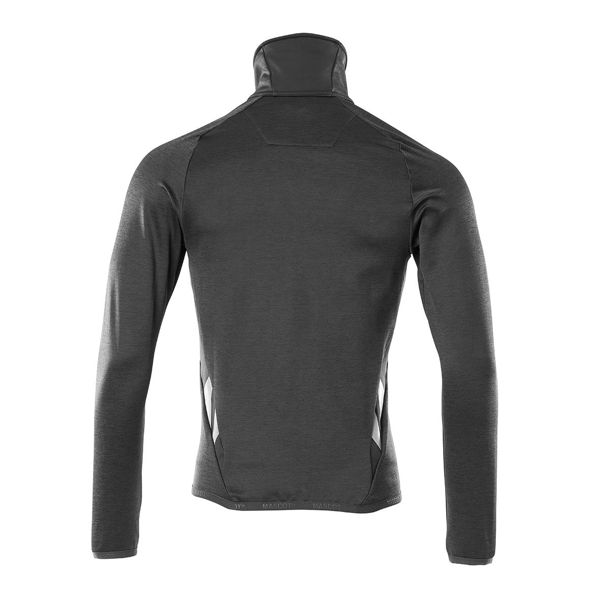 Svart fleecejacka med hög krage och dragkedja bakifrån