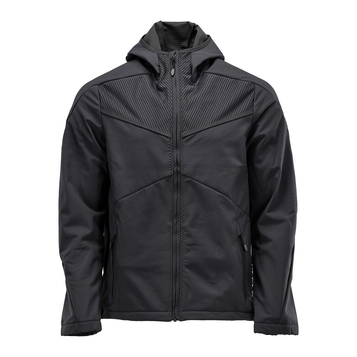 Svart softshelljacka med huva i storlek L, modell 22102-649