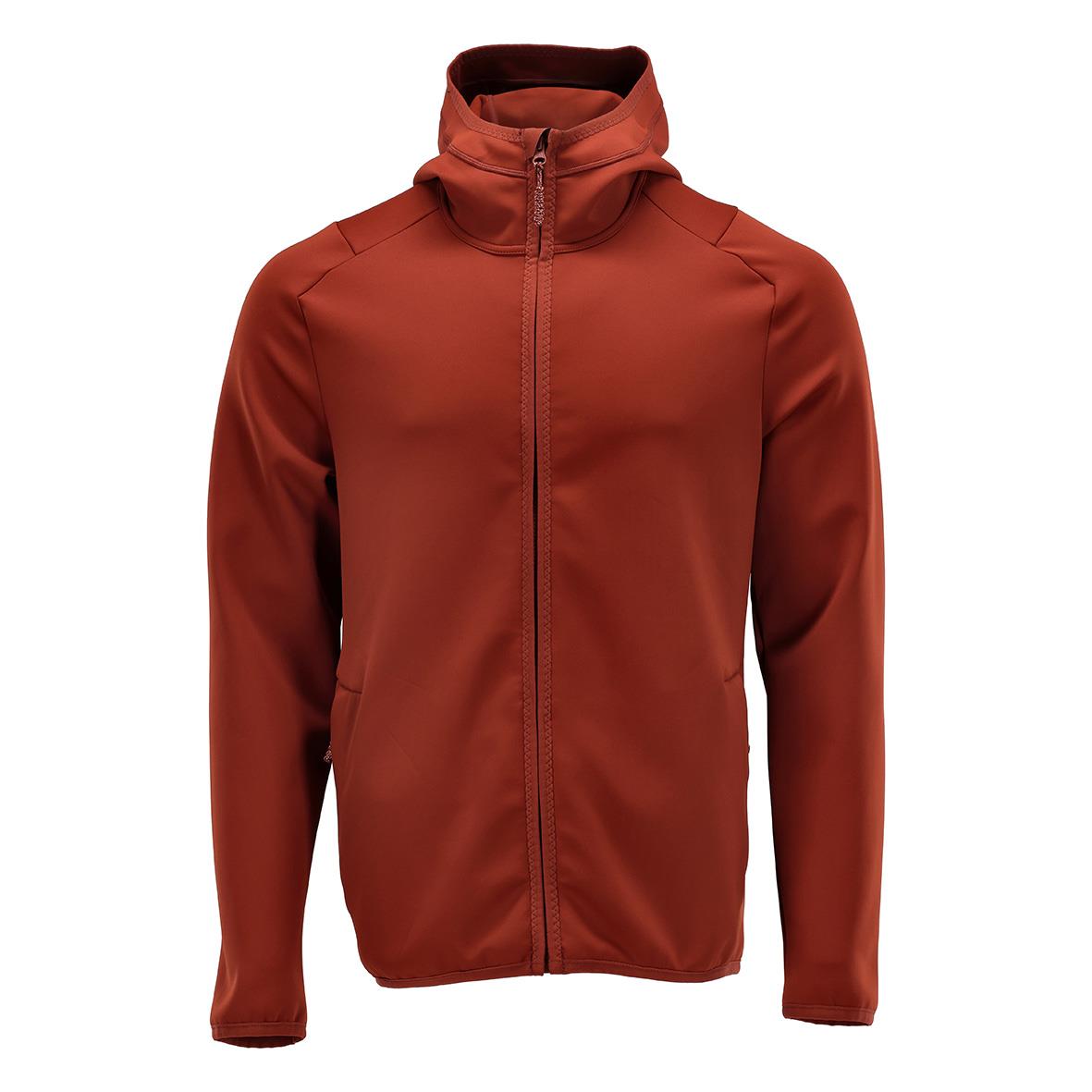 Fleecetröja i höströd färg med dragkedja och huva, storlek 2XL