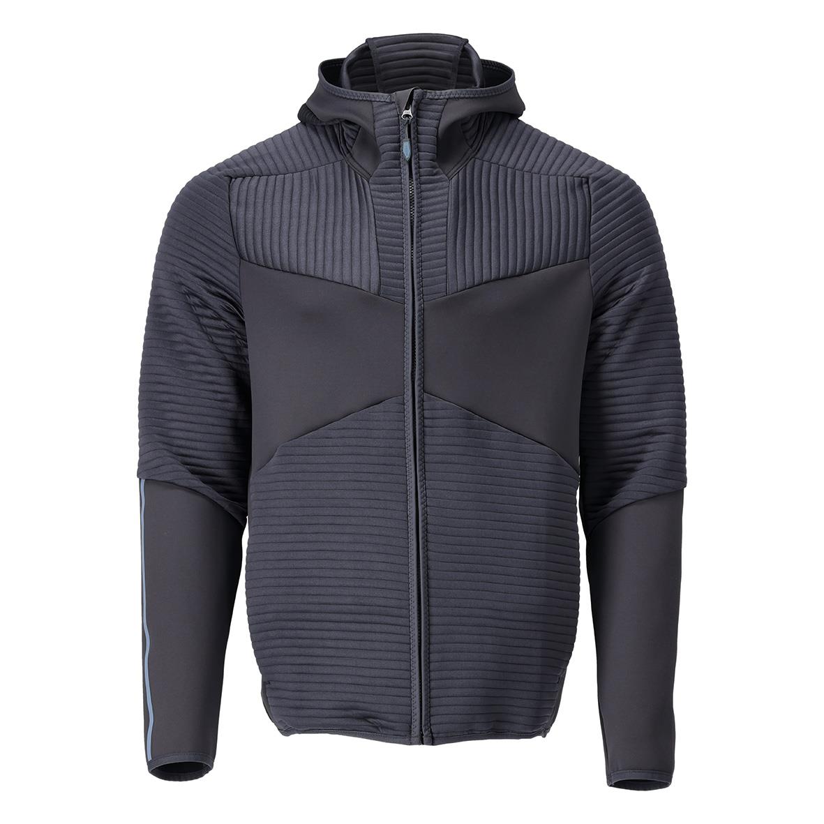 Mörk marin fleecejacka med dragkedja och ribbade detaljer