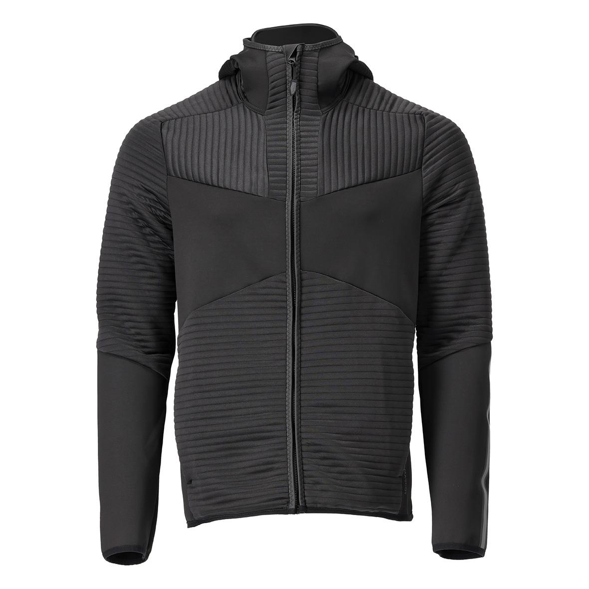 Svart fleecejacka med huva och dragkedja, storlek 2XL, sportig design