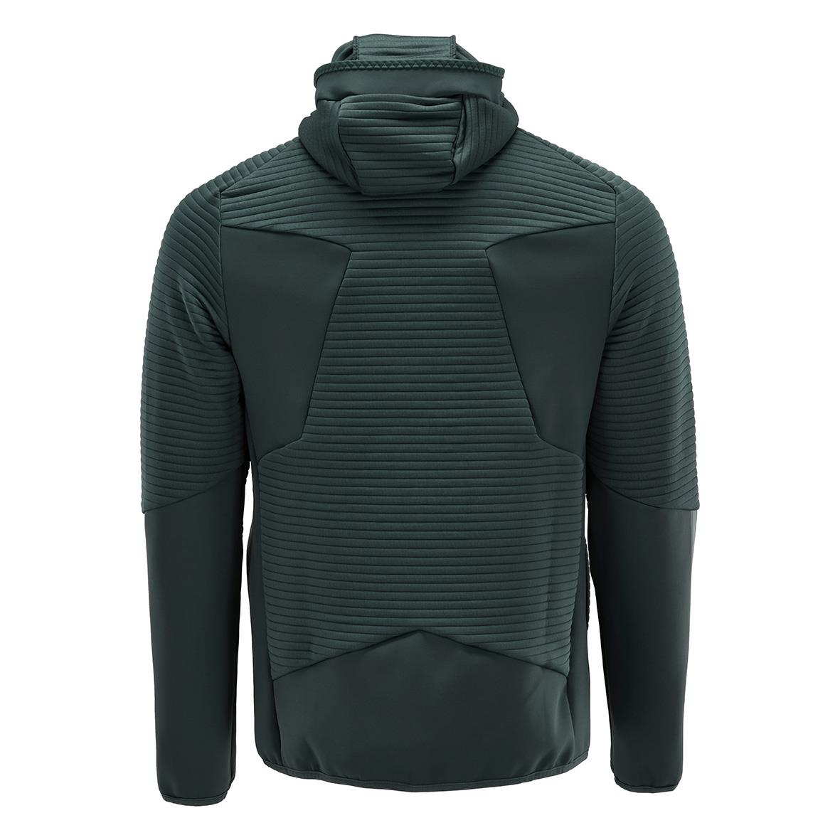 Skogsgrön fleecejacka med ribbade detaljer och huva