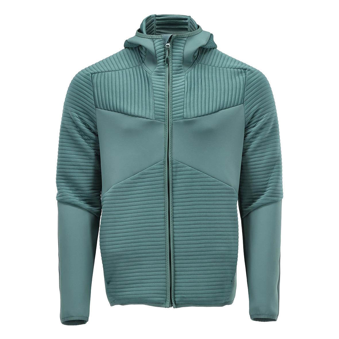 Ljus skogsgrön fleecejacka med quiltade detaljer och dragkedja fram