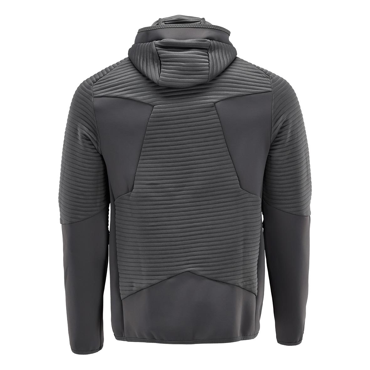 Ljus stengrå fleecejacka med ribbade detaljer och huva i storlek 2XL