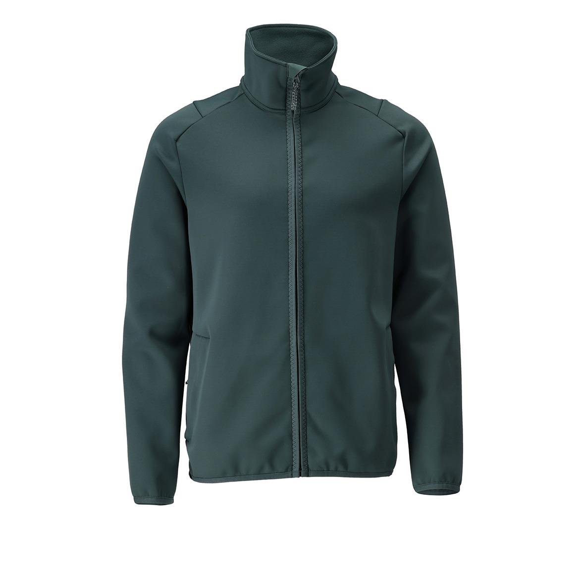 Skogsgrön fleecejacka i storlek 2XL med stående krage och dragkedja fram