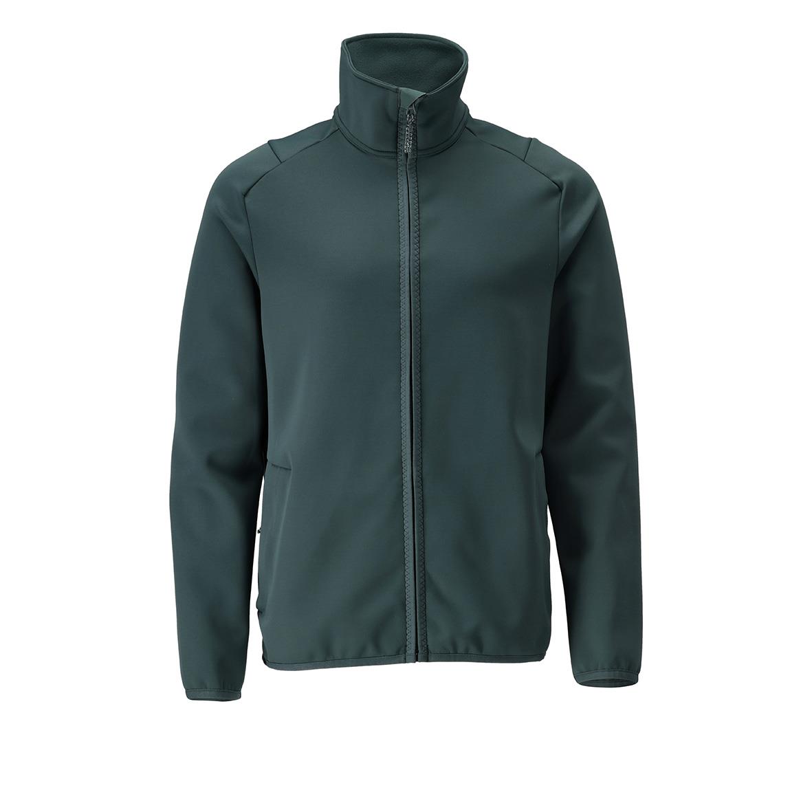 Skogsgrön fleecejacka i storlek L med stående krage och dragkedja fram