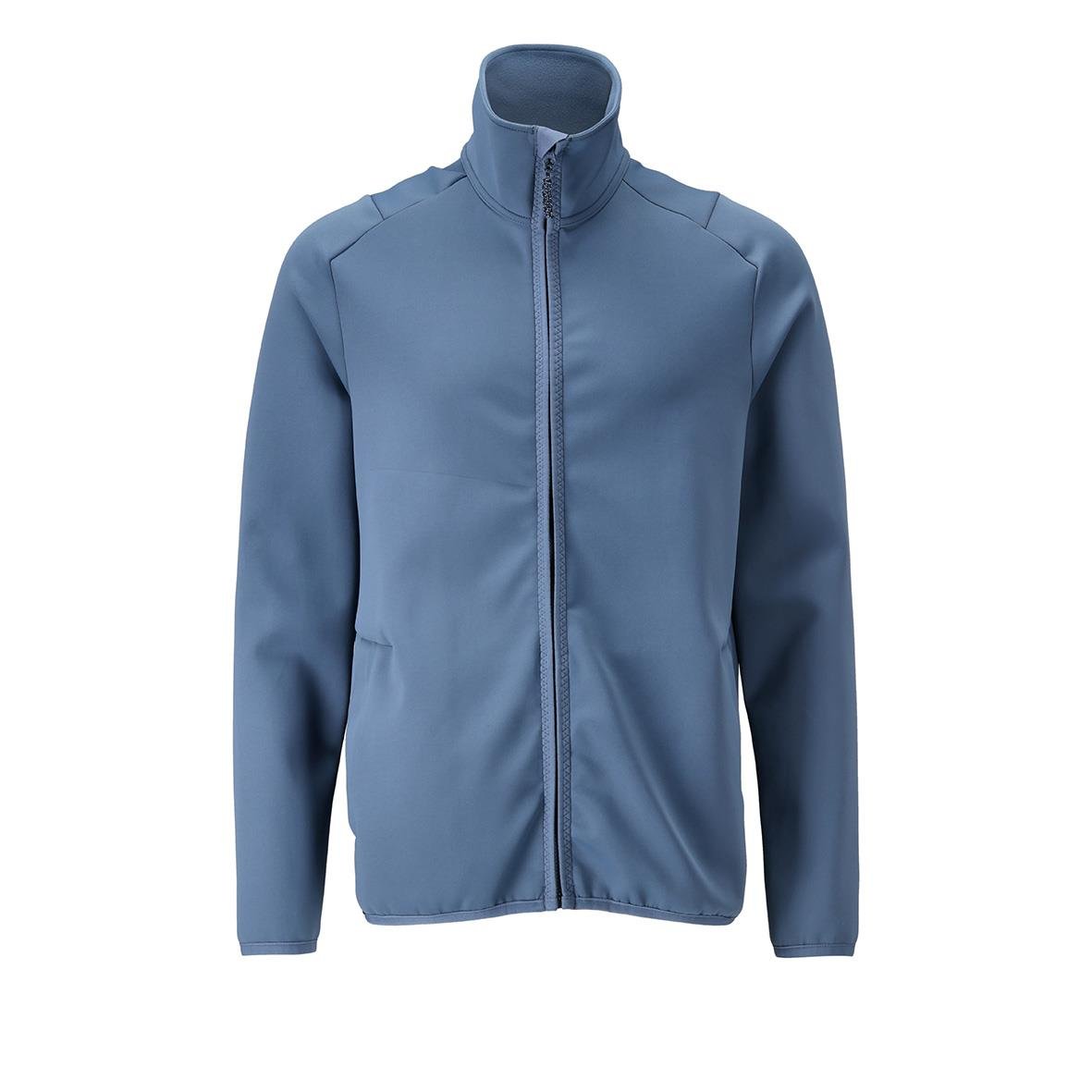 Fleecetröja i stenblå färg med stående krage och dragkedja i fronten, XS storlek