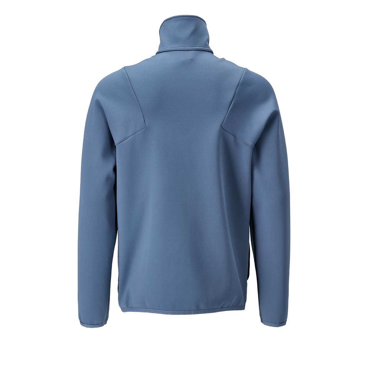 Fleecetröja i stenblå färg med hög krage, XS storlek, bakifrån