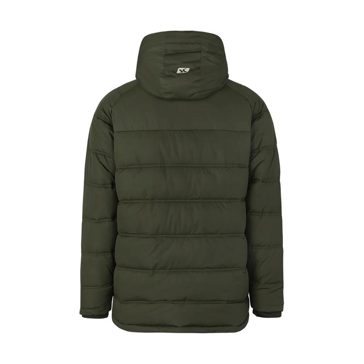 Olivgrön vinterjacka med huva och vadderad design