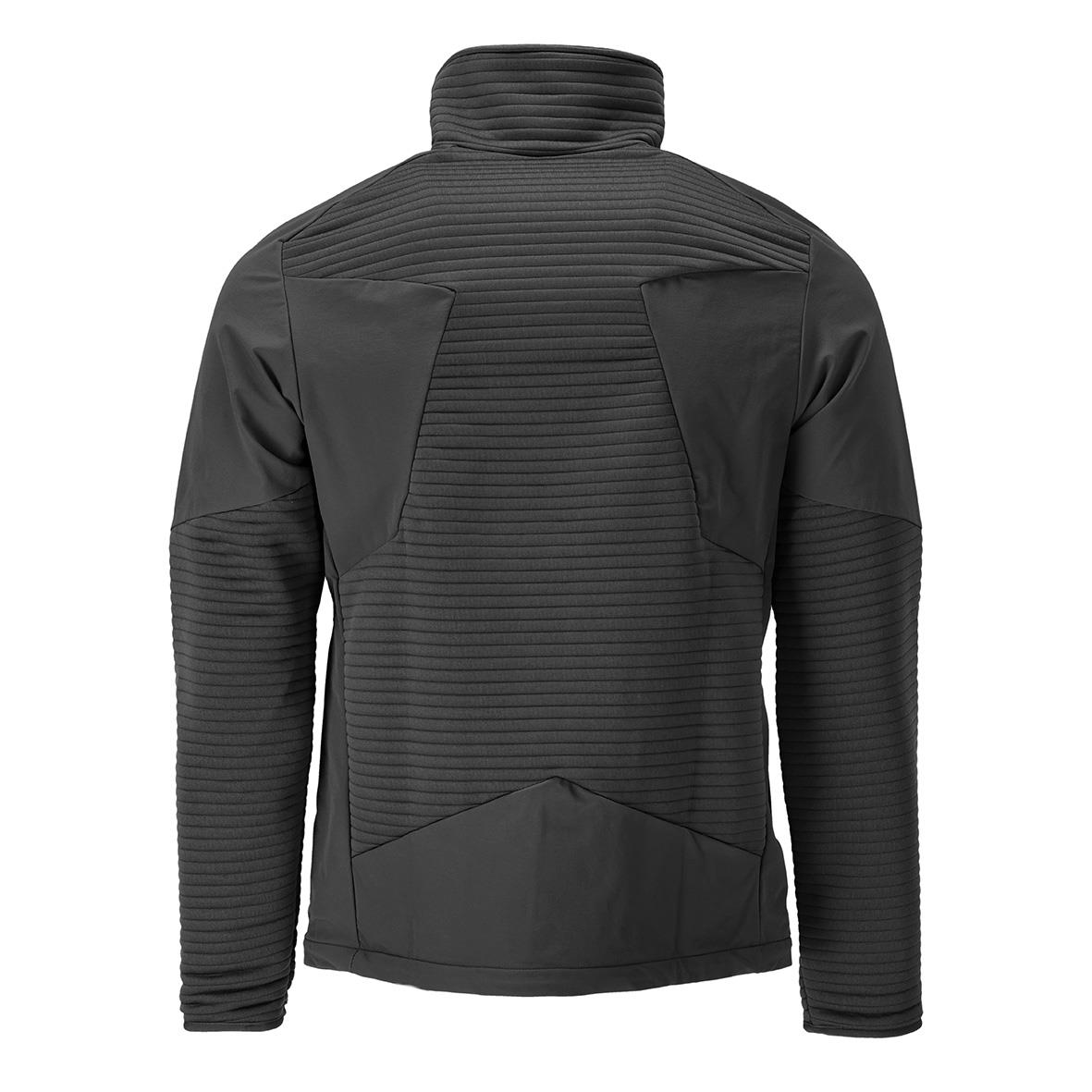 Svart fleecejacka med ribbade detaljer och hög krage, storlek XS