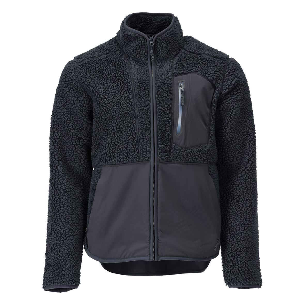 Mörk marin fiberpälsjacka med helzip och bröstficka
