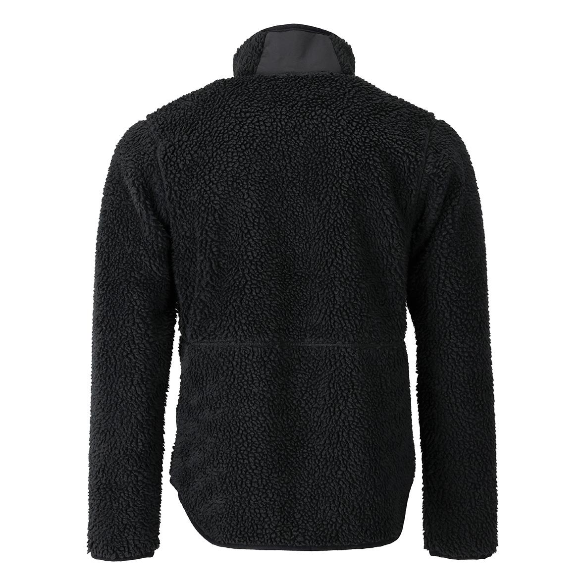 Svart fleecejacka i fiberpäls med hög krage och helzip, storlek XL