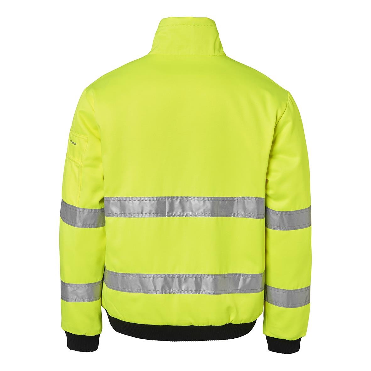 Vinterjacka i varselgul med reflexband, långärmad och hög krage, XS storlek