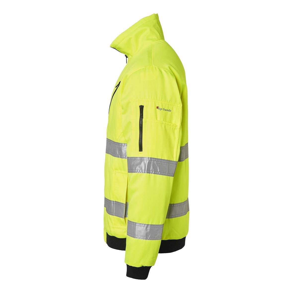 Vinterjacka i varselgul med reflexband, huva och dragkedja, XS storlek