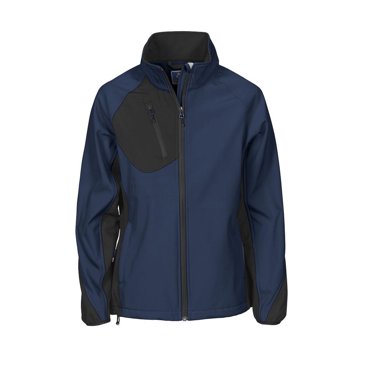 Mörkblå och svart softshelljacka för män i storlek 3XL med dragkedja och fickor