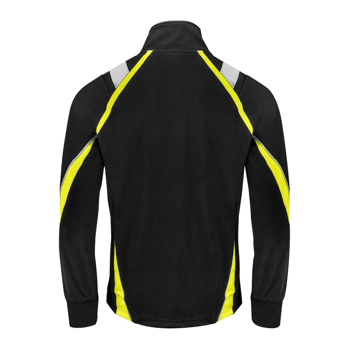 Svart och gul microfleecejacka Projob XS med reflexdetaljer