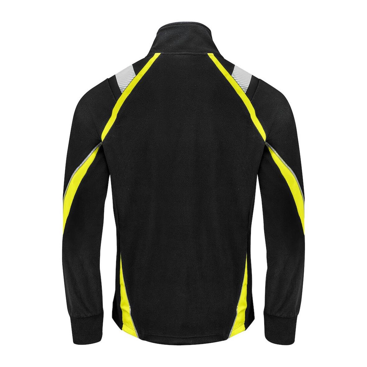 Svart och gul microfleecejacka från Projob med reflexdetaljer