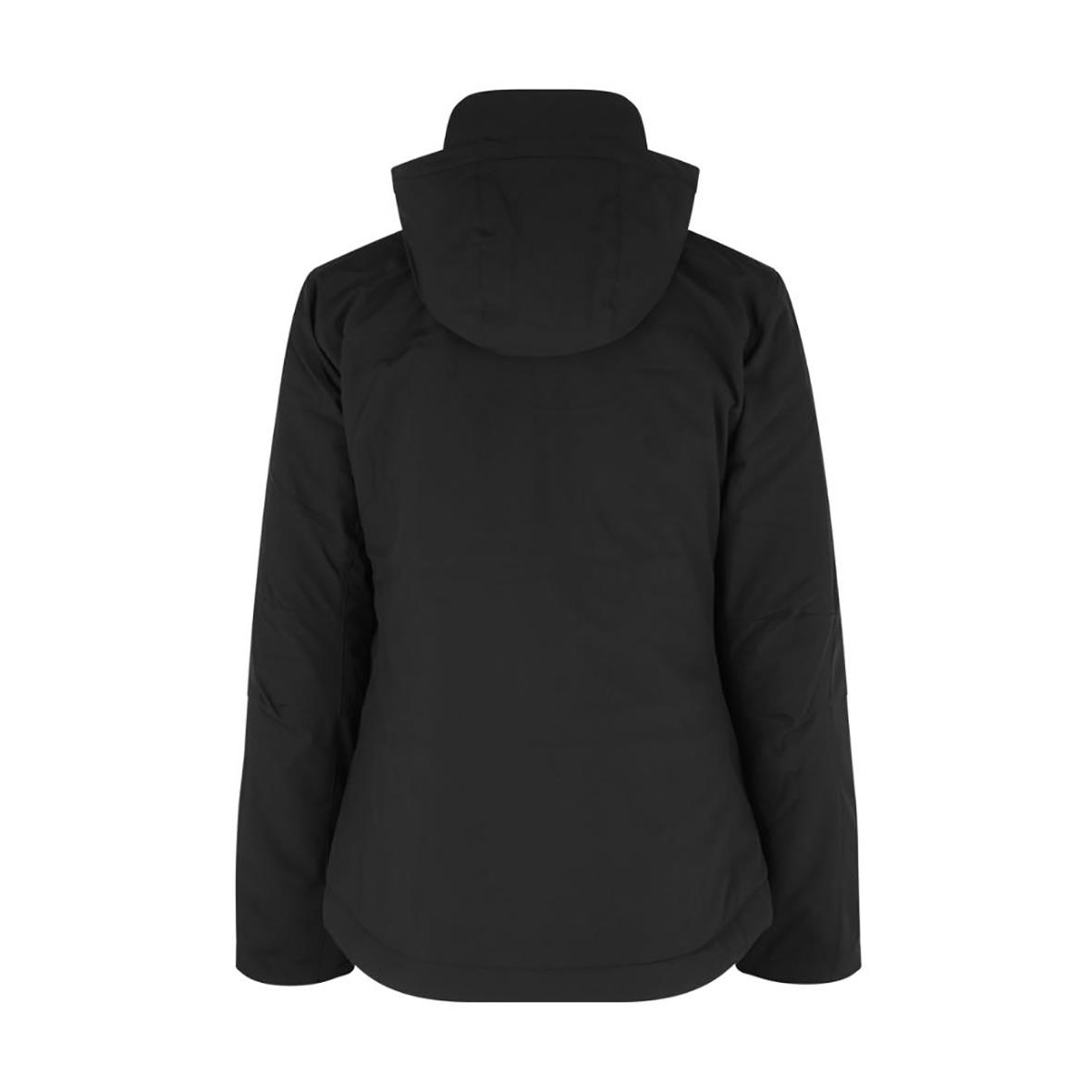 Svart vintersoftshelljacka för dam sett bakifrån