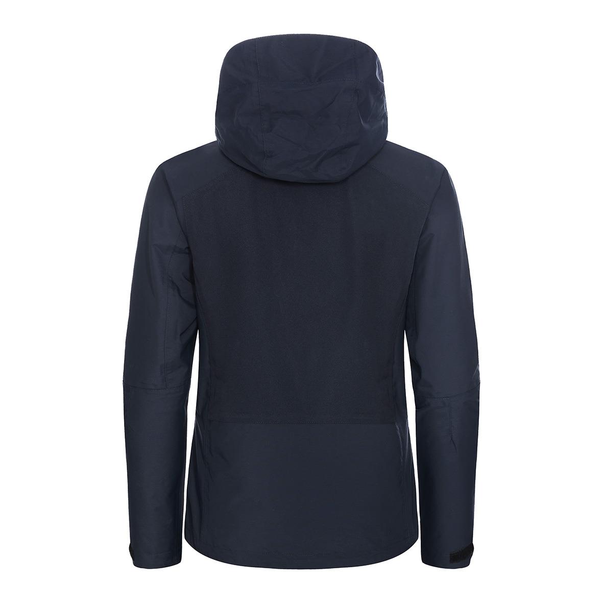 Mörk marin skaljacka från Lowe Dam Matterhorn med huva i storlek 42