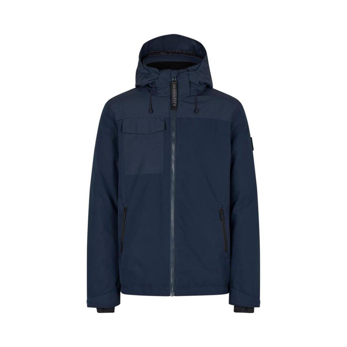 Marin M vinterjacka med huva och dragkedja i marinblå färg