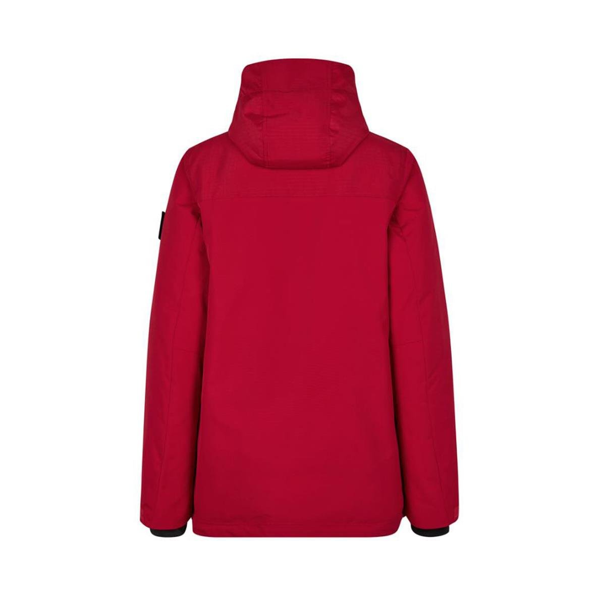 Röd vinterjacka för dam med huva