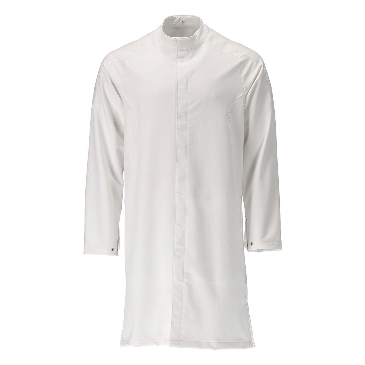 Vit labbrock med lång ärm och ståkrage